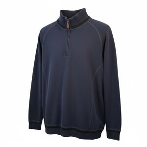 Born Mens XXL 1/4 Zip Mock Neck Pullover Knit Sweater Blue Elbow Patch